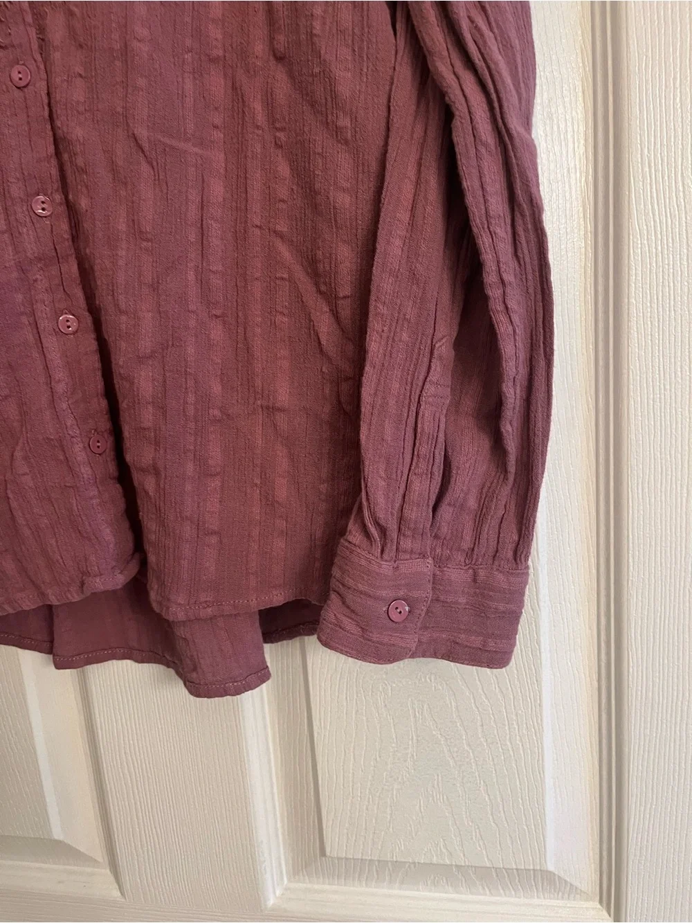 Free People Purple Carter Dobby Lace-Embroidered Button Down Blouse